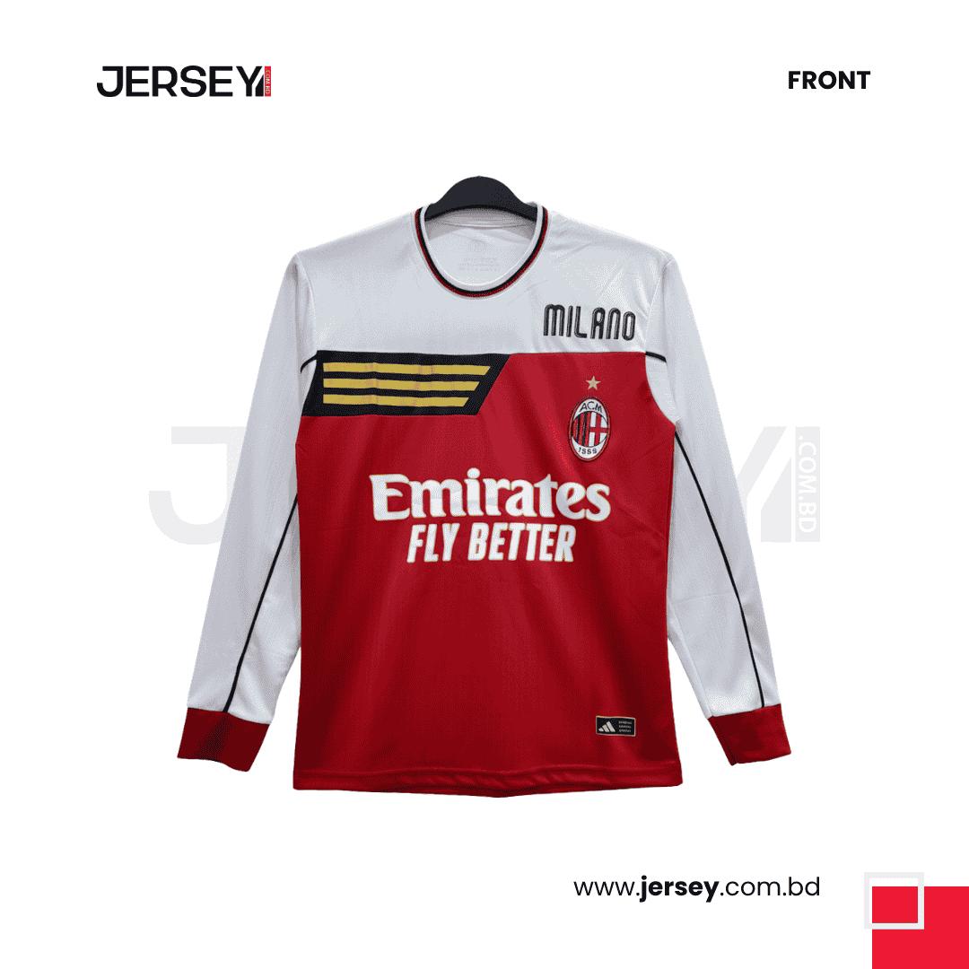 AC Milan Fan Edition Full Sleeve Club Jersey (Red & White Color)